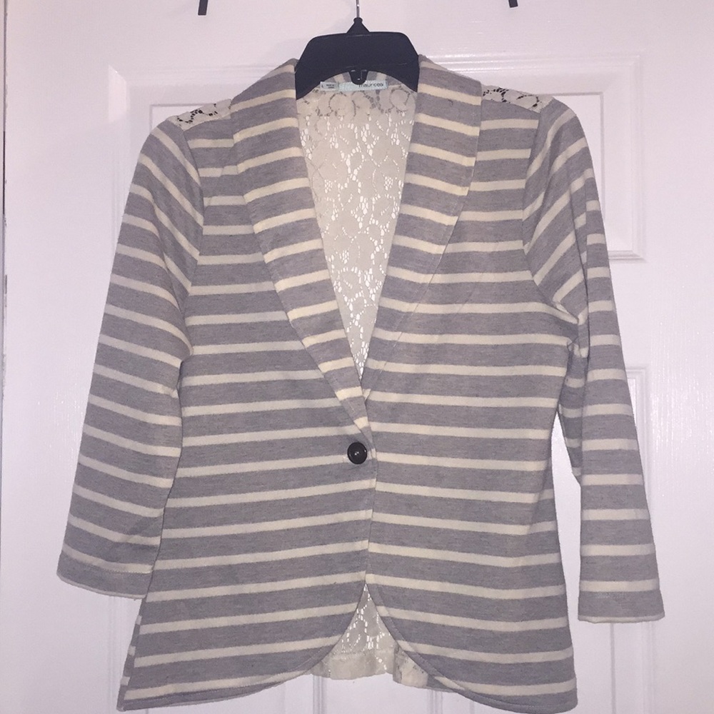 Maurice's Striped Blazer with Lace back